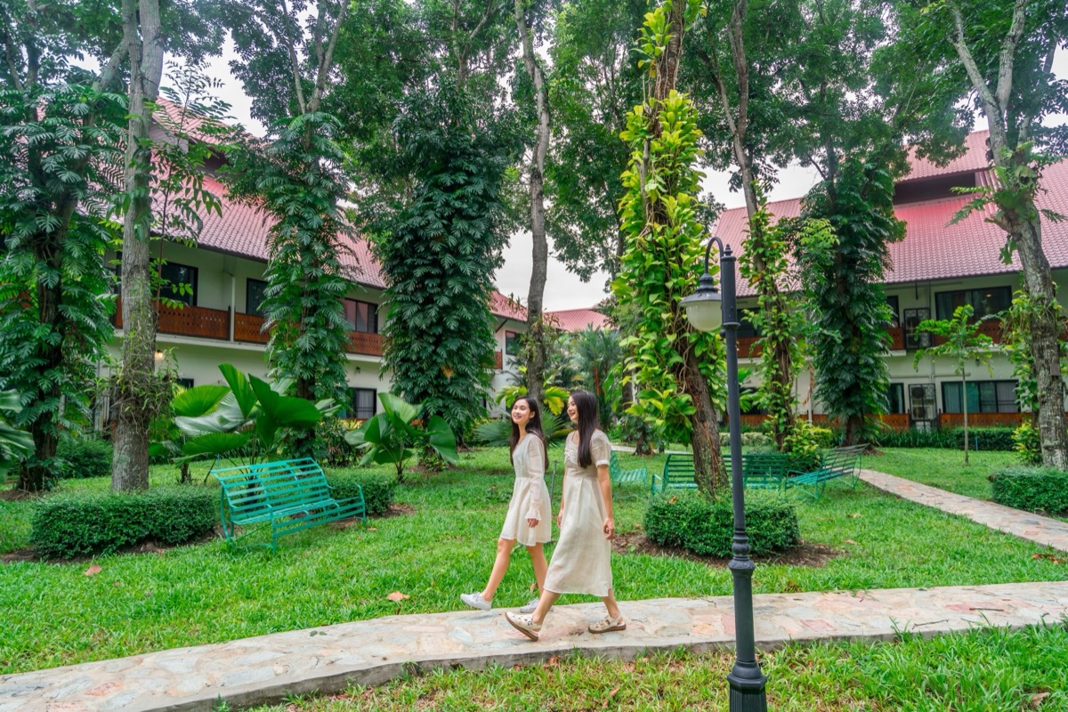 Walking in the garden